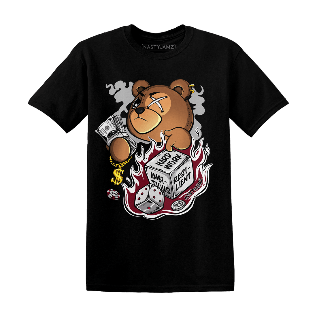 High White Team Red 1s T Shirt Match Hustle Casino BER - NastyJamz