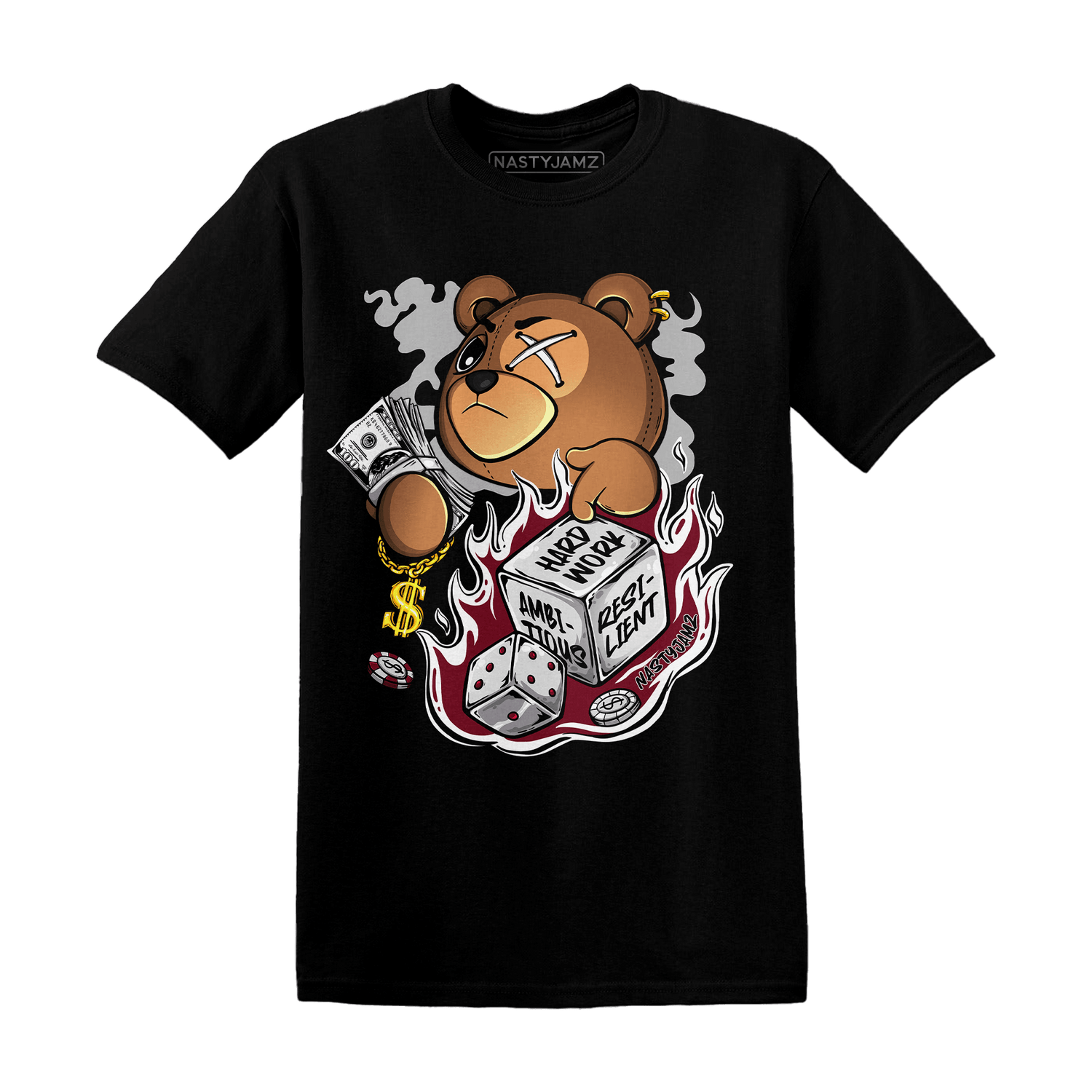 High White Team Red 1s T Shirt Match Hustle Casino BER - NastyJamz