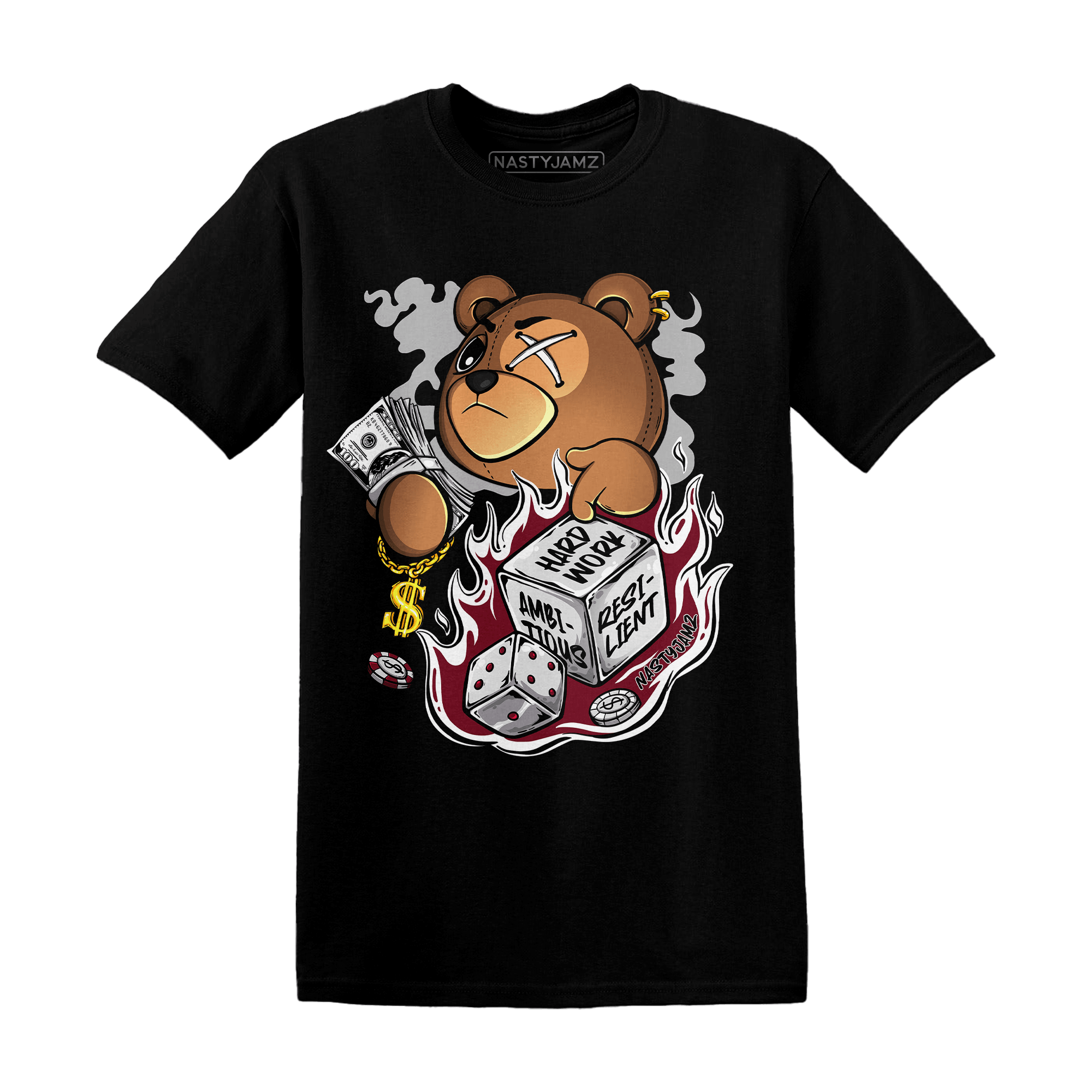 High White Team Red 1s T Shirt Match Hustle Casino BER - NastyJamz