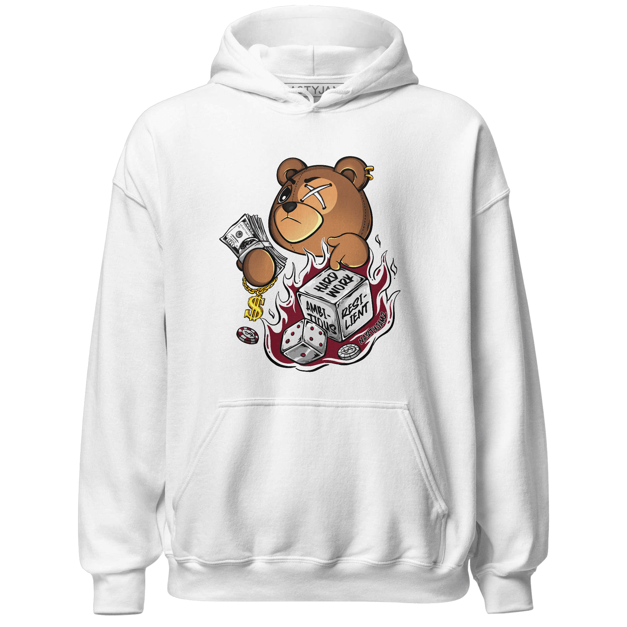 High White Team Red 1s Hoodie Match Hustle Casino BER - NastyJamz