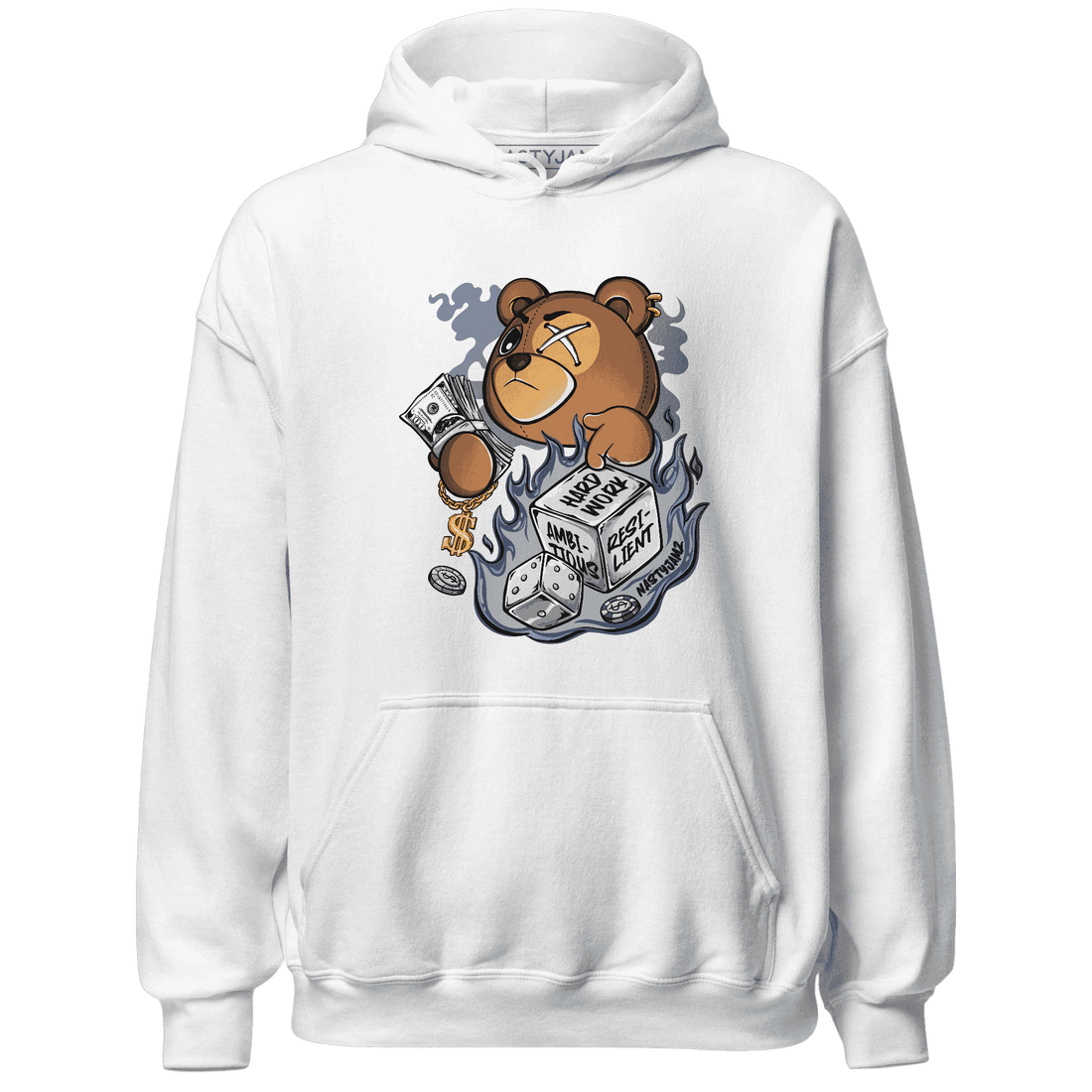 Mid Diffused Blue Grey 1s Hoodie Match Hustle Casino BER - NastyJamz