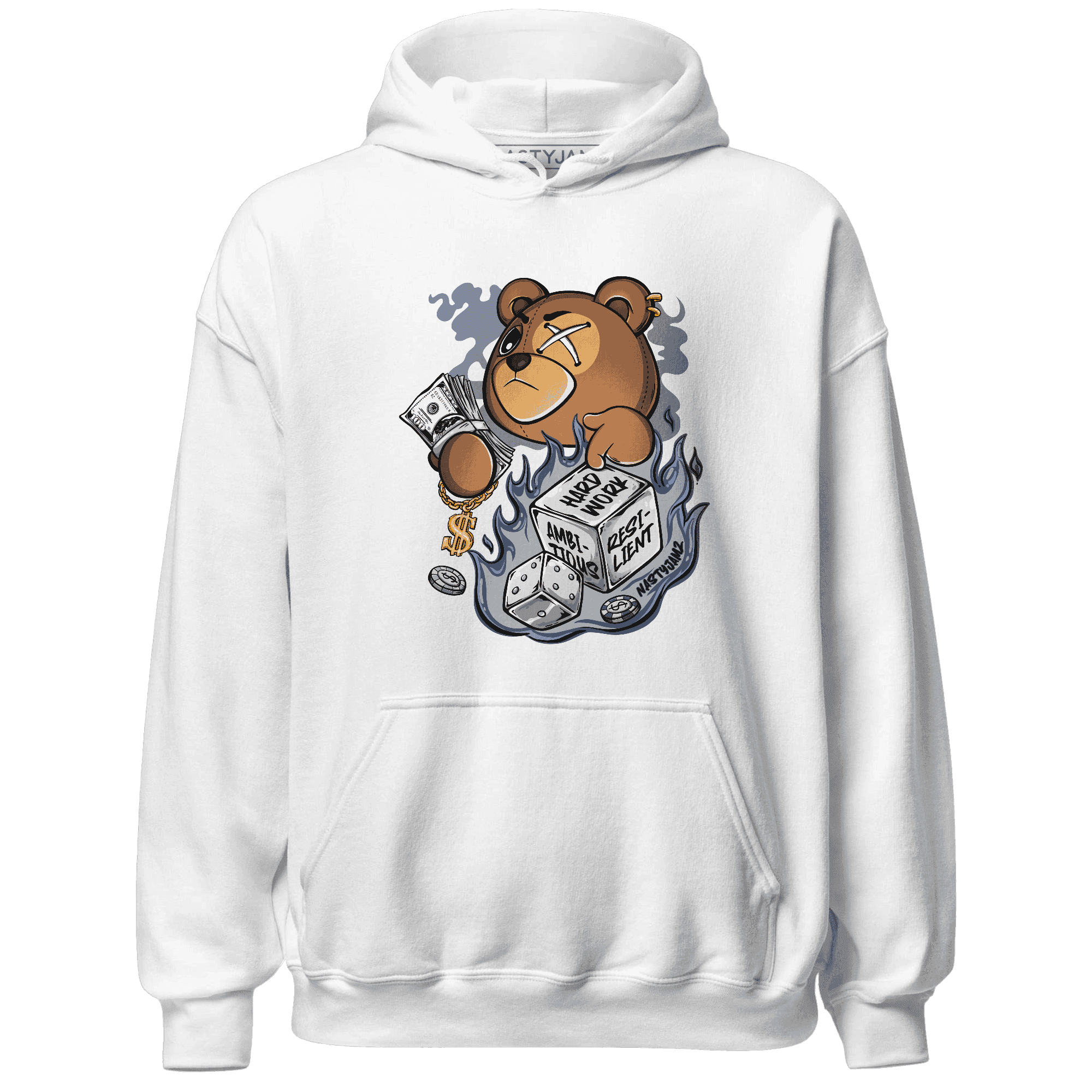 Mid Diffused Blue Grey 1s Hoodie Match Hustle Casino BER - NastyJamz