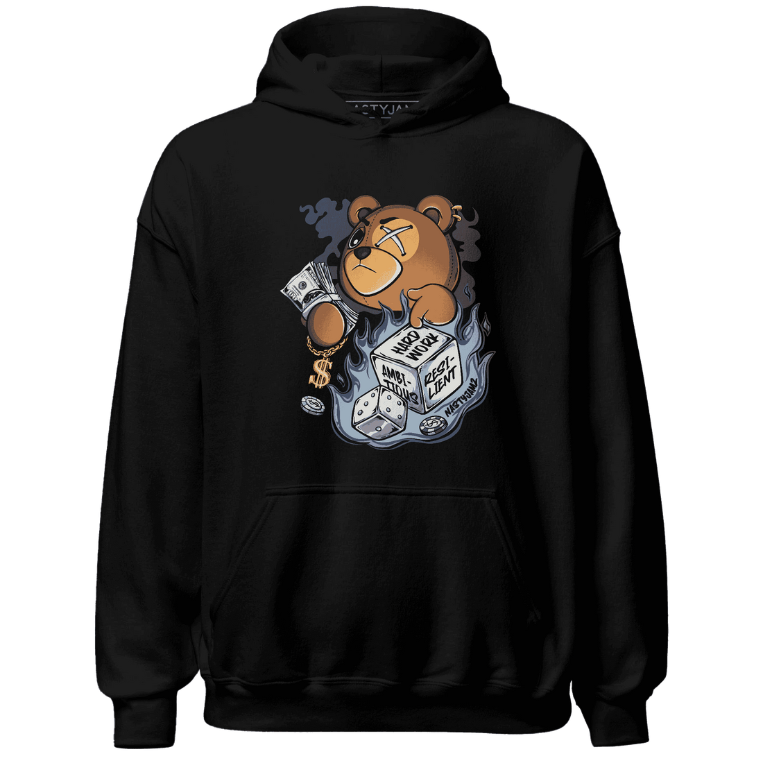 Mid Diffused Blue Grey 1s Hoodie Match Hustle Casino BER - NastyJamz