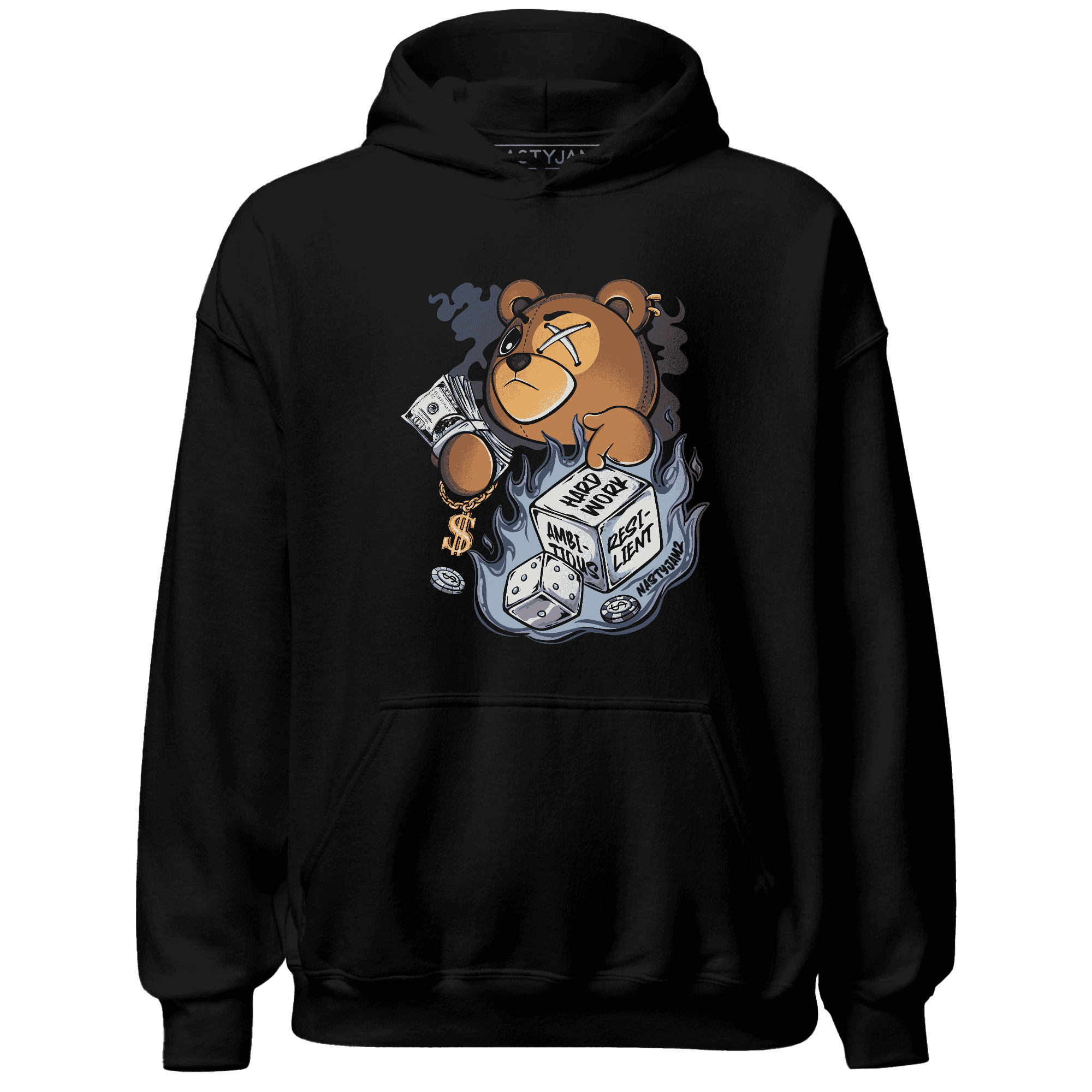 Mid Diffused Blue Grey 1s Hoodie Match Hustle Casino BER - NastyJamz
