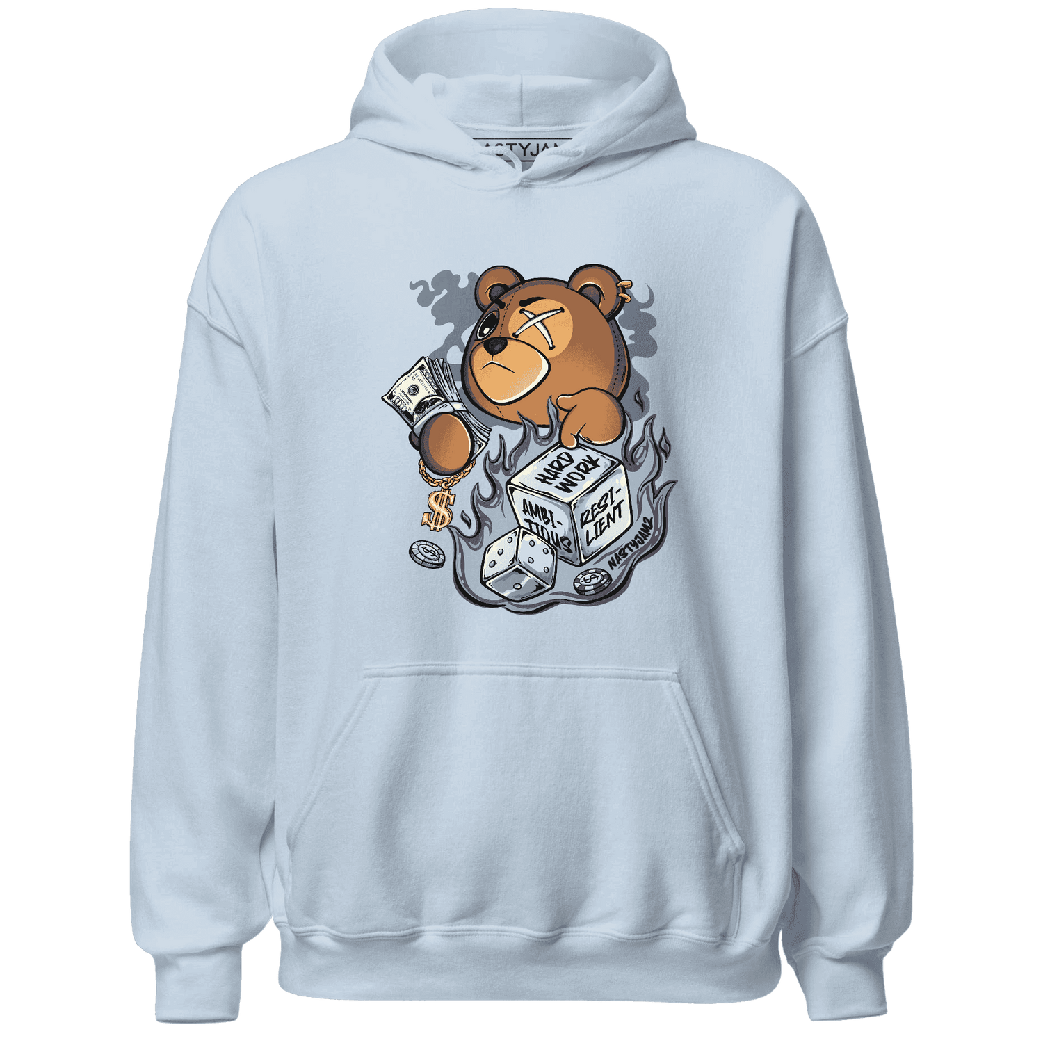 Mid Diffused Blue Grey 1s Hoodie Match Hustle Casino BER - NastyJamz