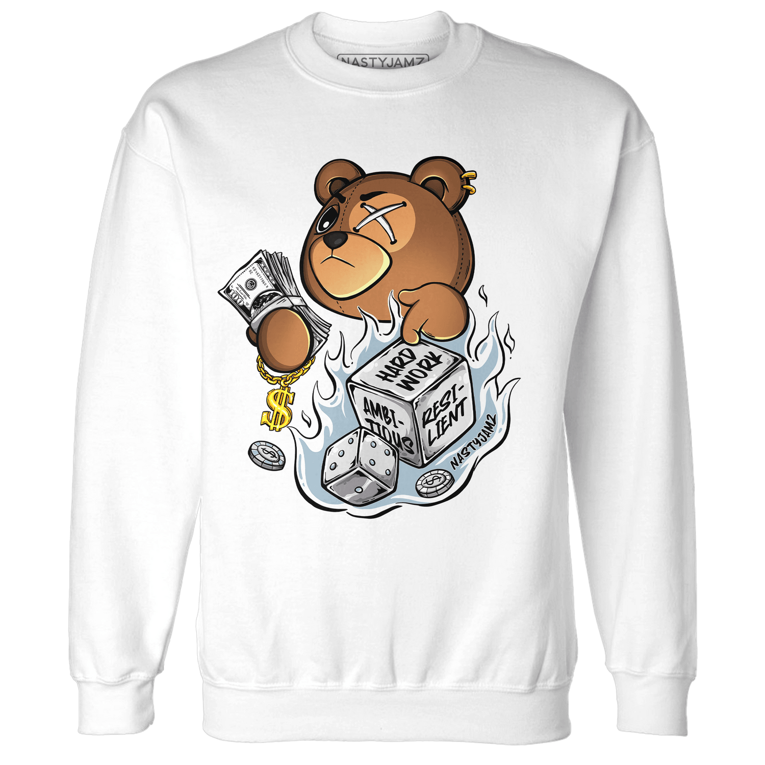 Blue Grey 13s Sweatshirt Match Hustle Casino BER - NastyJamz