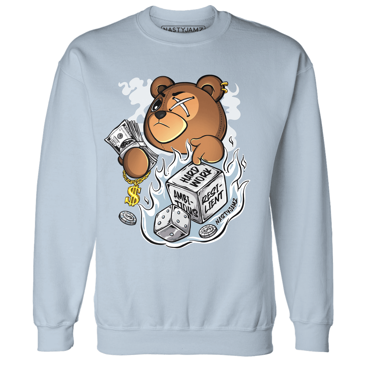 Blue Grey 13s Sweatshirt Match Hustle Casino BER - NastyJamz