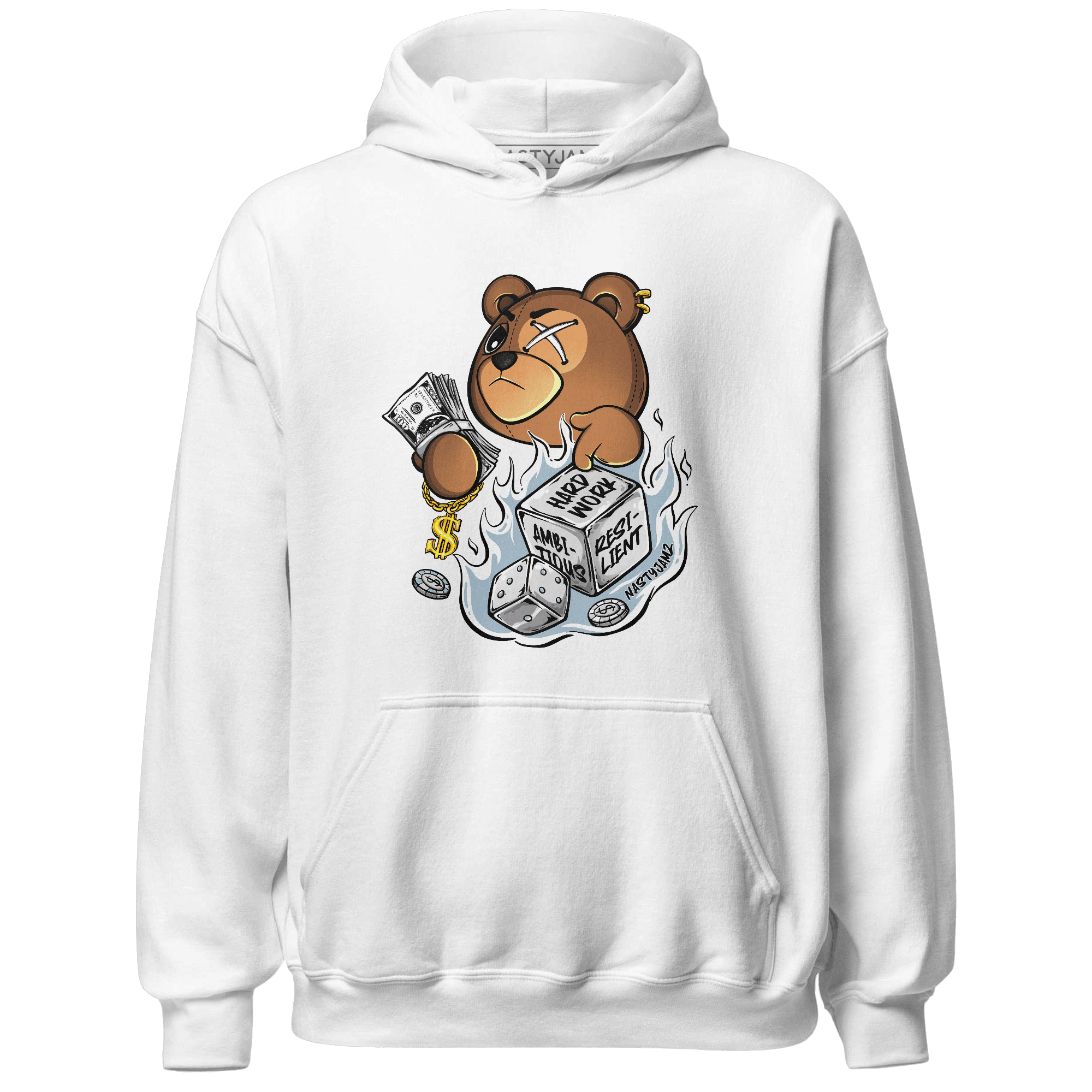 Blue Grey 13s Hoodie Match Hustle Casino BER - NastyJamz