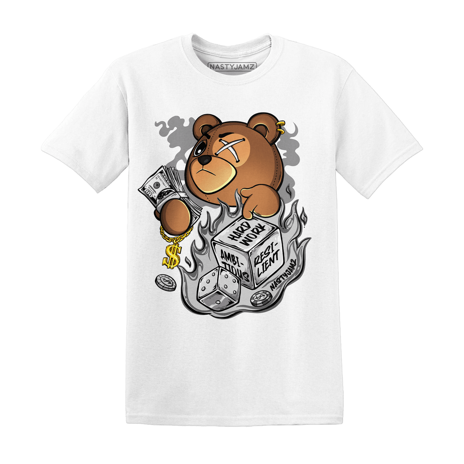 Retro High OG Black White 1s T Shirt Match Hustle Casino BER - NastyJamz