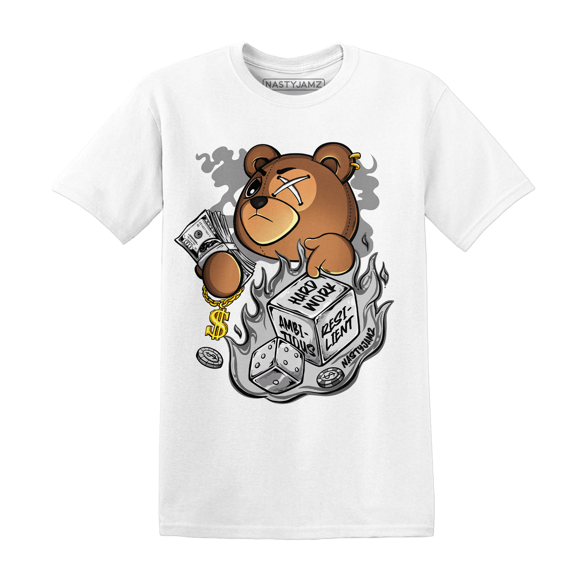 Retro High OG Black White 1s T Shirt Match Hustle Casino BER - NastyJamz