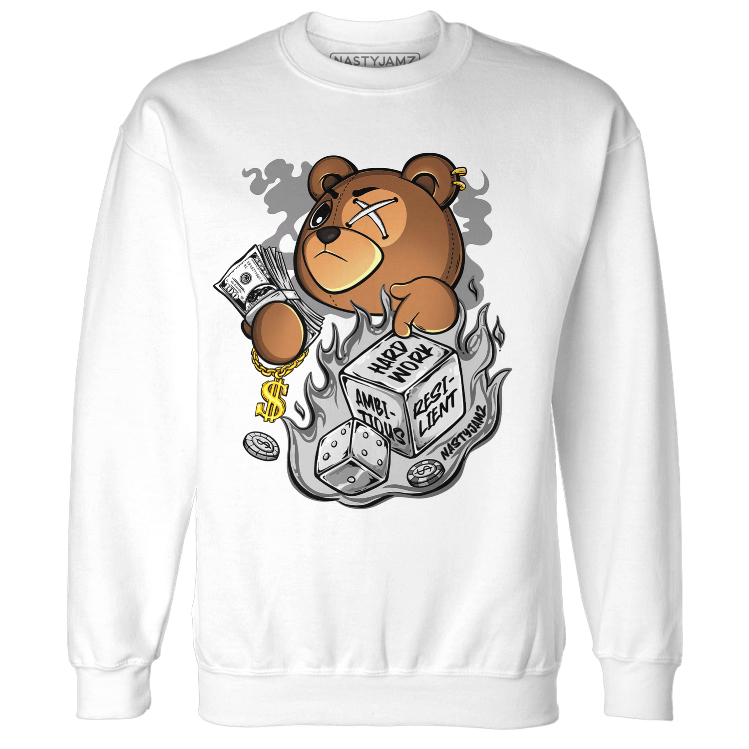 Retro High OG Black White 1s Sweatshirt Match Hustle Casino BER - NastyJamz