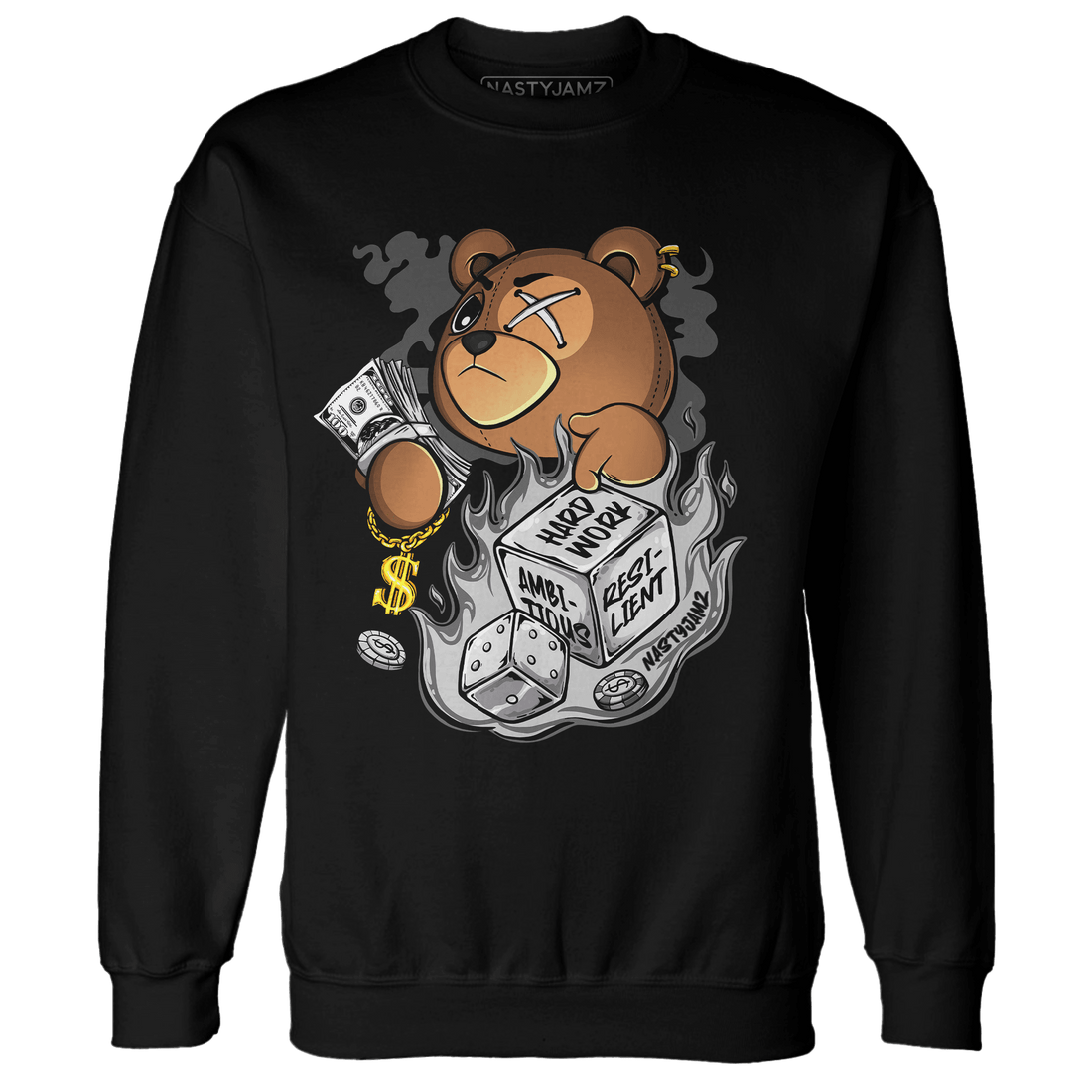 Retro High OG Black White 1s Sweatshirt Match Hustle Casino BER - NastyJamz