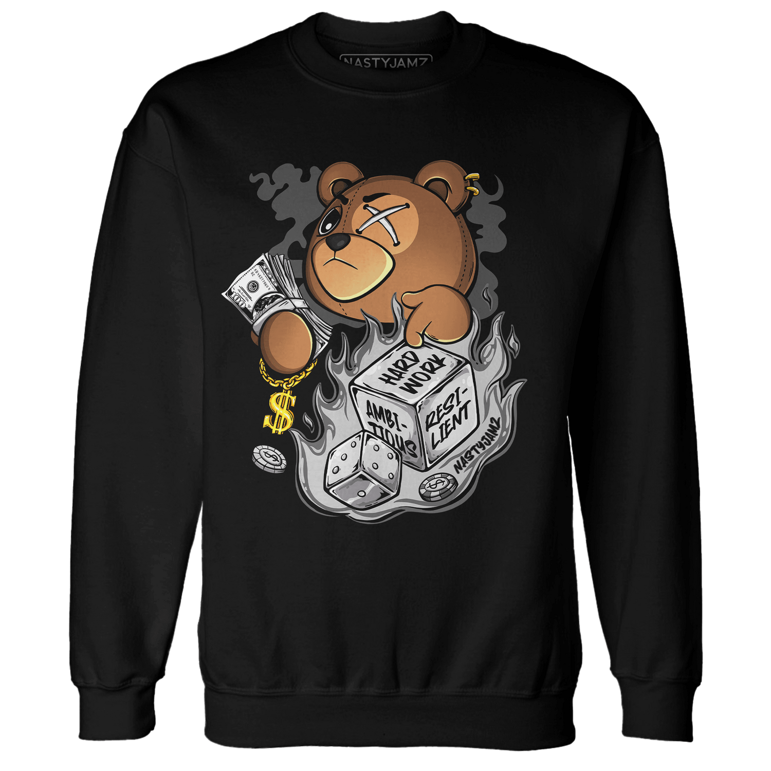 Retro High OG Black White 1s Sweatshirt Match Hustle Casino BER - NastyJamz
