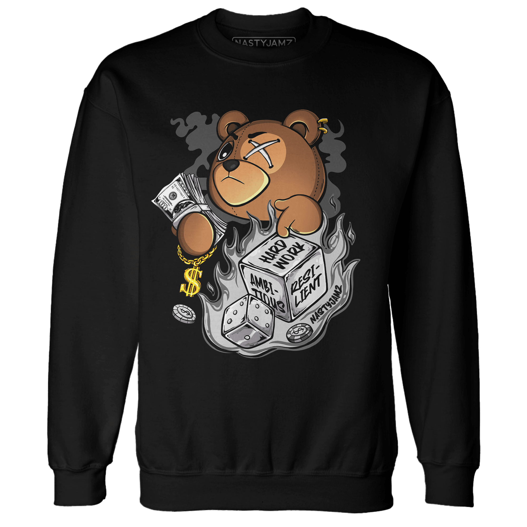 Retro High OG Black White 1s Sweatshirt Match Hustle Casino BER - NastyJamz