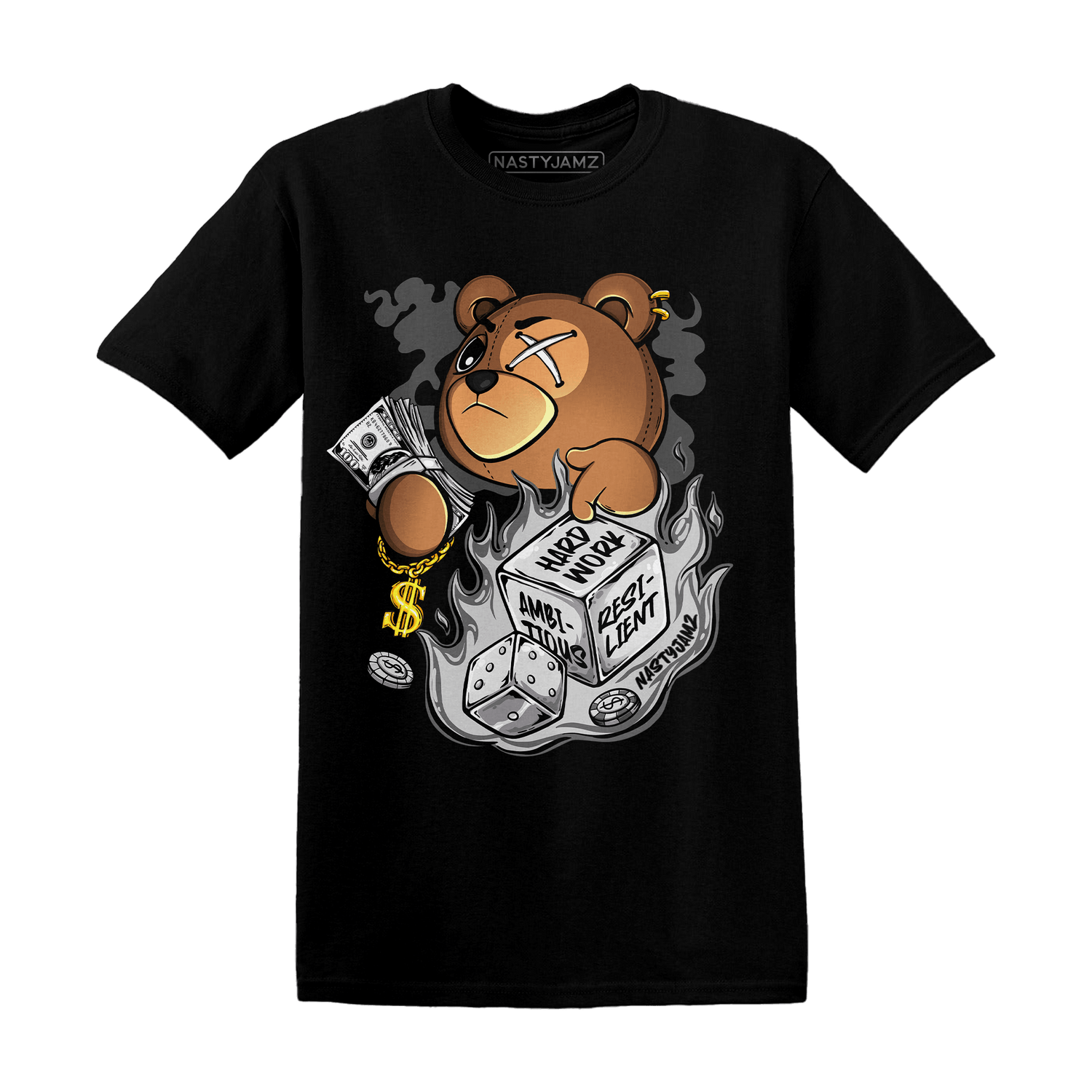 Retro High OG Black White 1s T Shirt Match Hustle Casino BER - NastyJamz