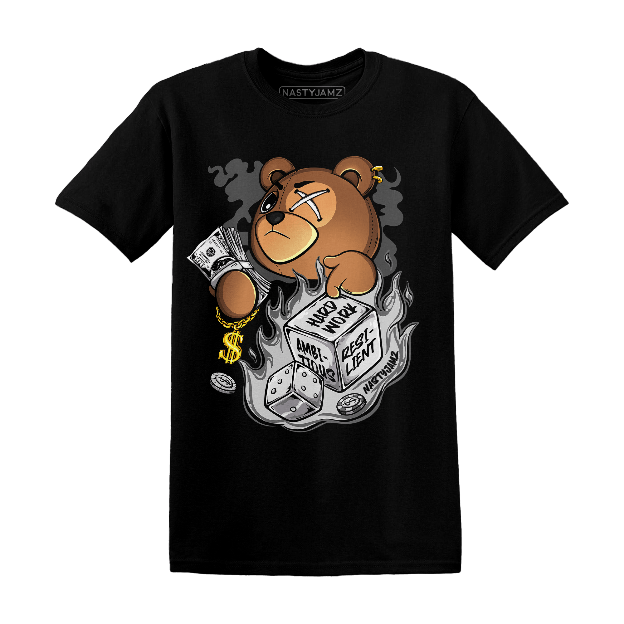 Retro High OG Black White 1s T Shirt Match Hustle Casino BER - NastyJamz