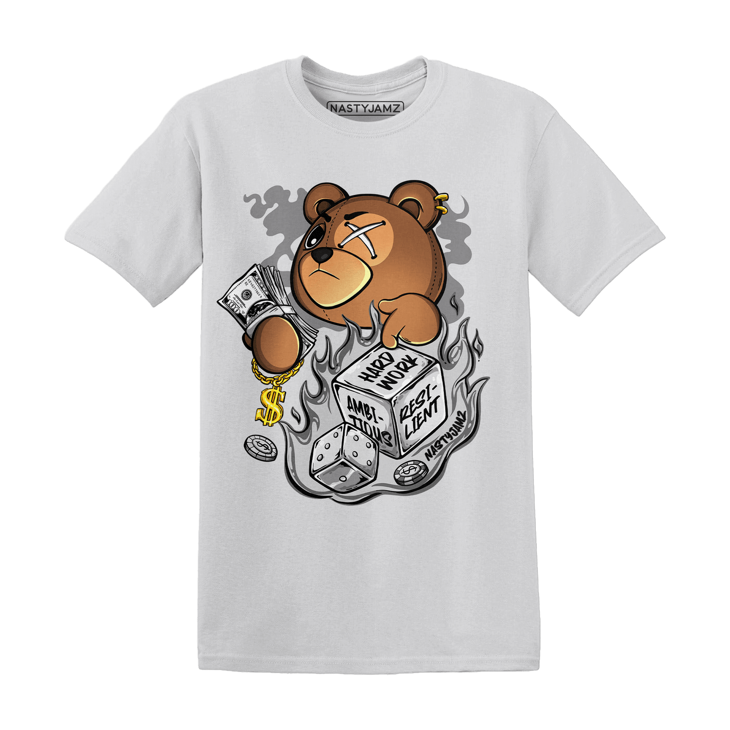 Retro High OG Black White 1s T Shirt Match Hustle Casino BER - NastyJamz