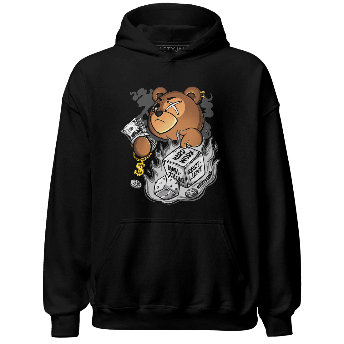 Retro High OG Black White 1s Hoodie Match Hustle Casino BER - NastyJamz
