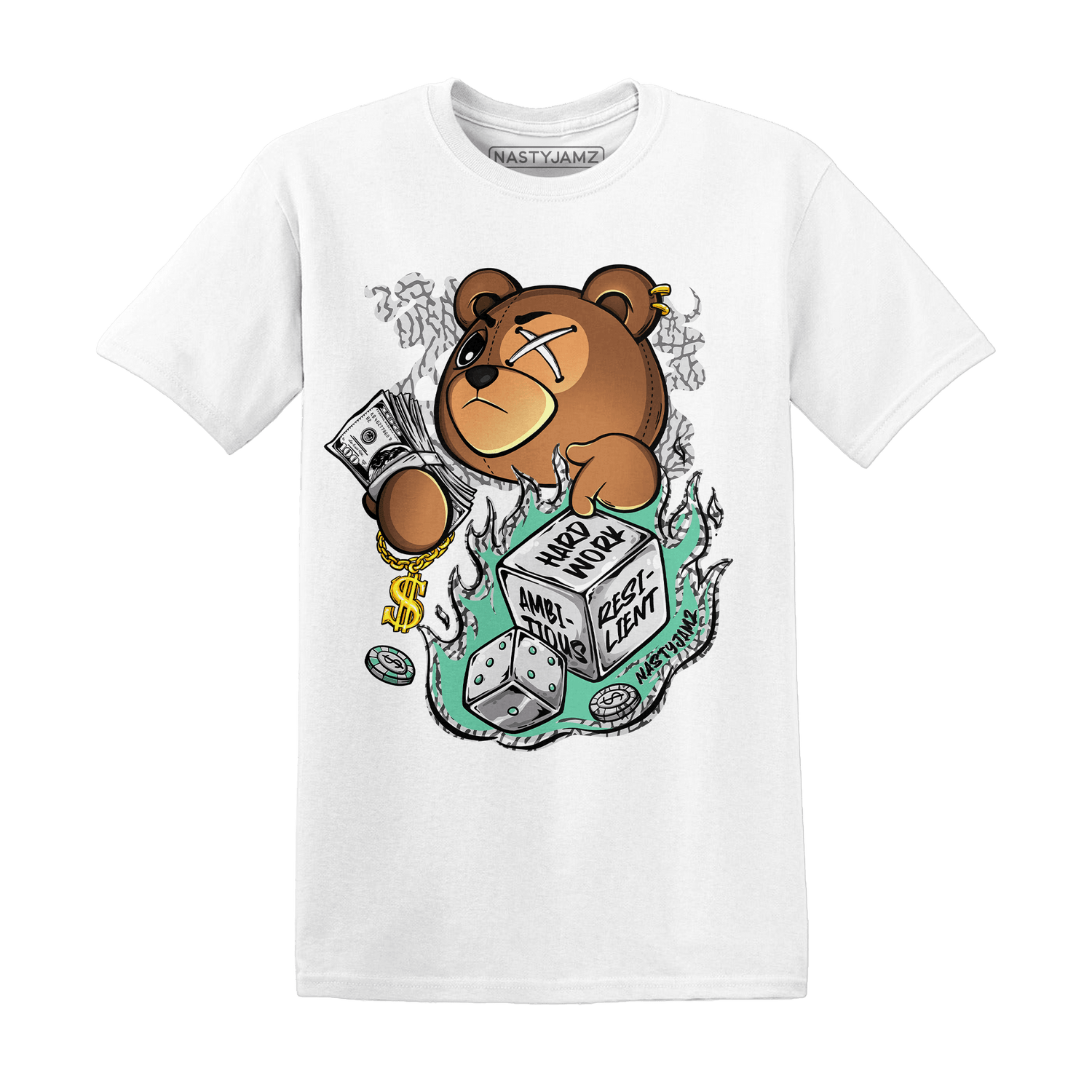Green Glow 3s T Shirt Match Hustle Casino BER - NastyJamz