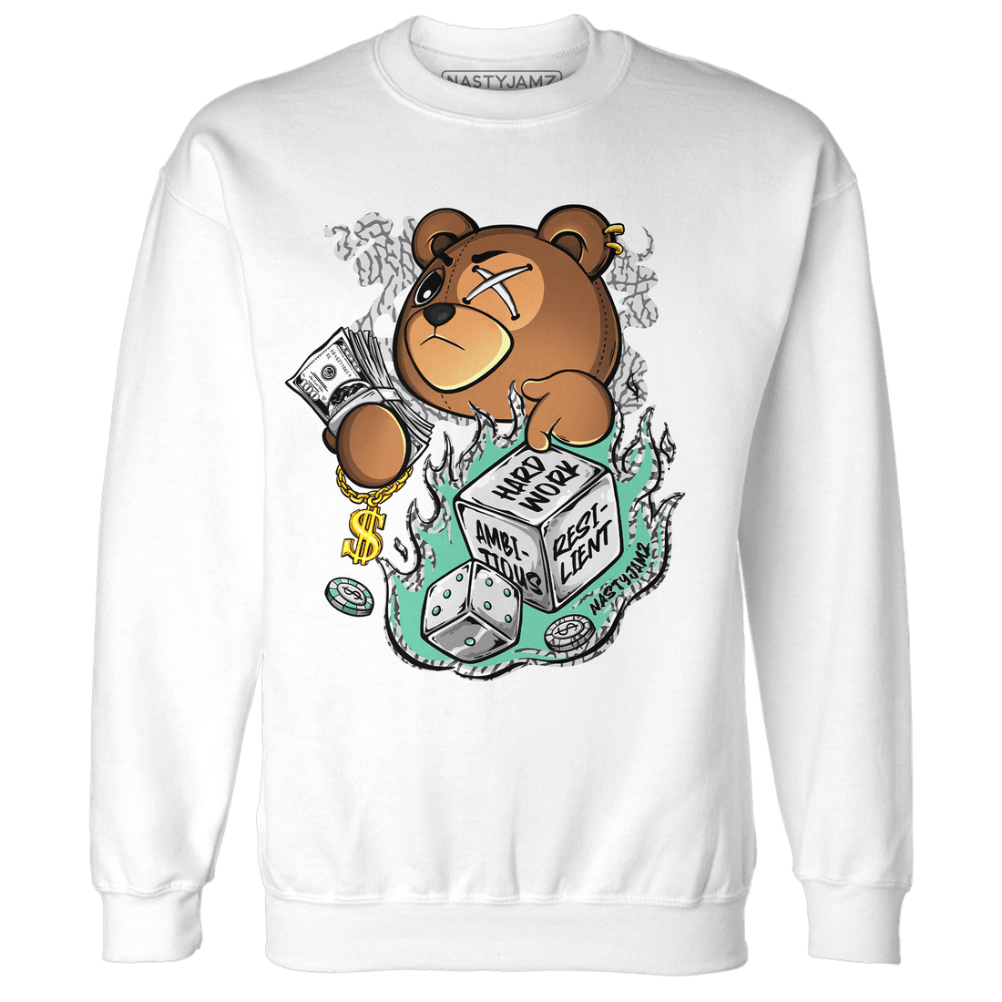Green Glow 3s Sweatshirt Match Hustle Casino BER - NastyJamz