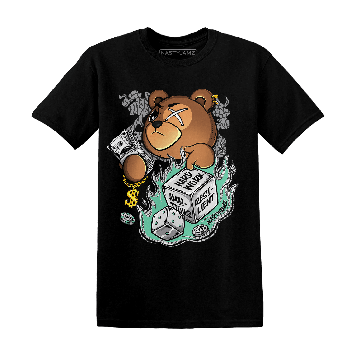 Green Glow 3s T Shirt Match Hustle Casino BER - NastyJamz