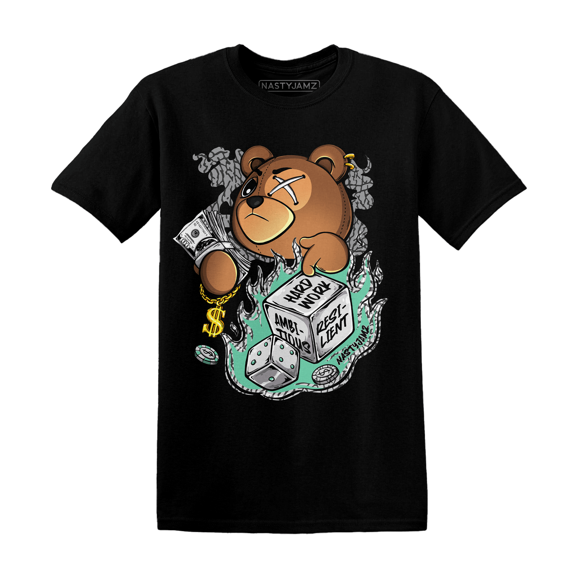 Green Glow 3s T Shirt Match Hustle Casino BER - NastyJamz
