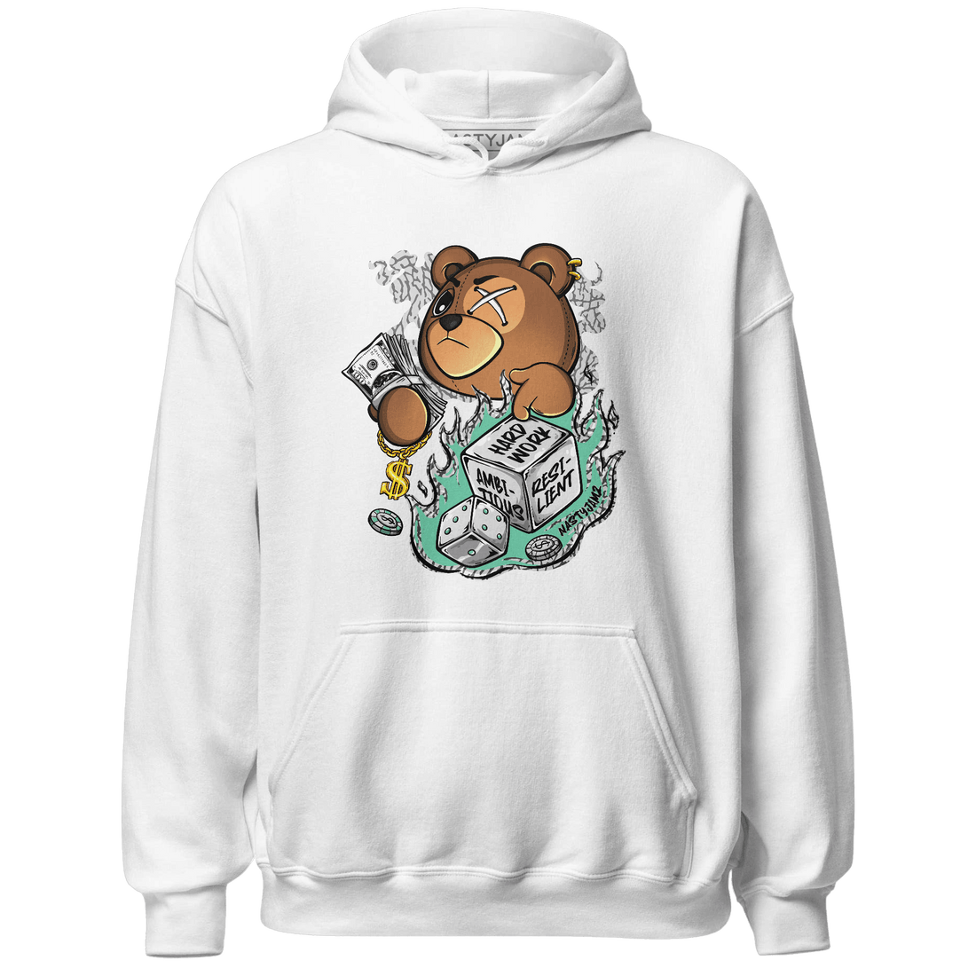 Green Glow 3s Hoodie Match Hustle Casino BER - NastyJamz
