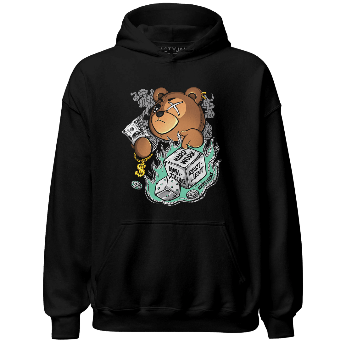 Green Glow 3s Hoodie Match Hustle Casino BER - NastyJamz