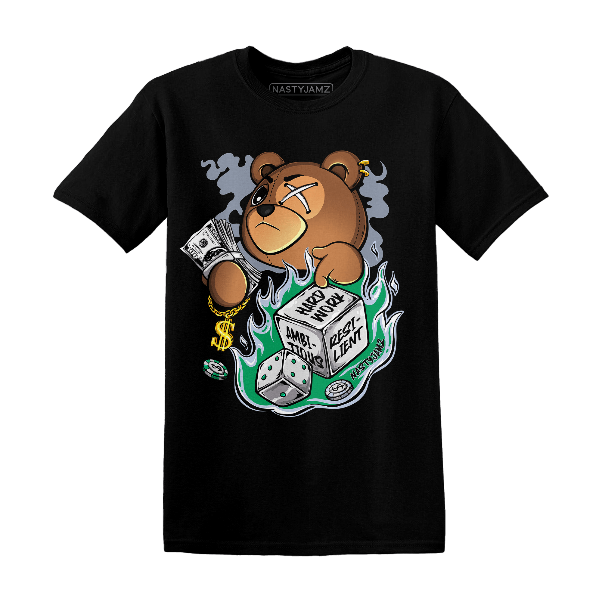 Lucky Green 5s T Shirt Match Hustle Casino BER - NastyJamz