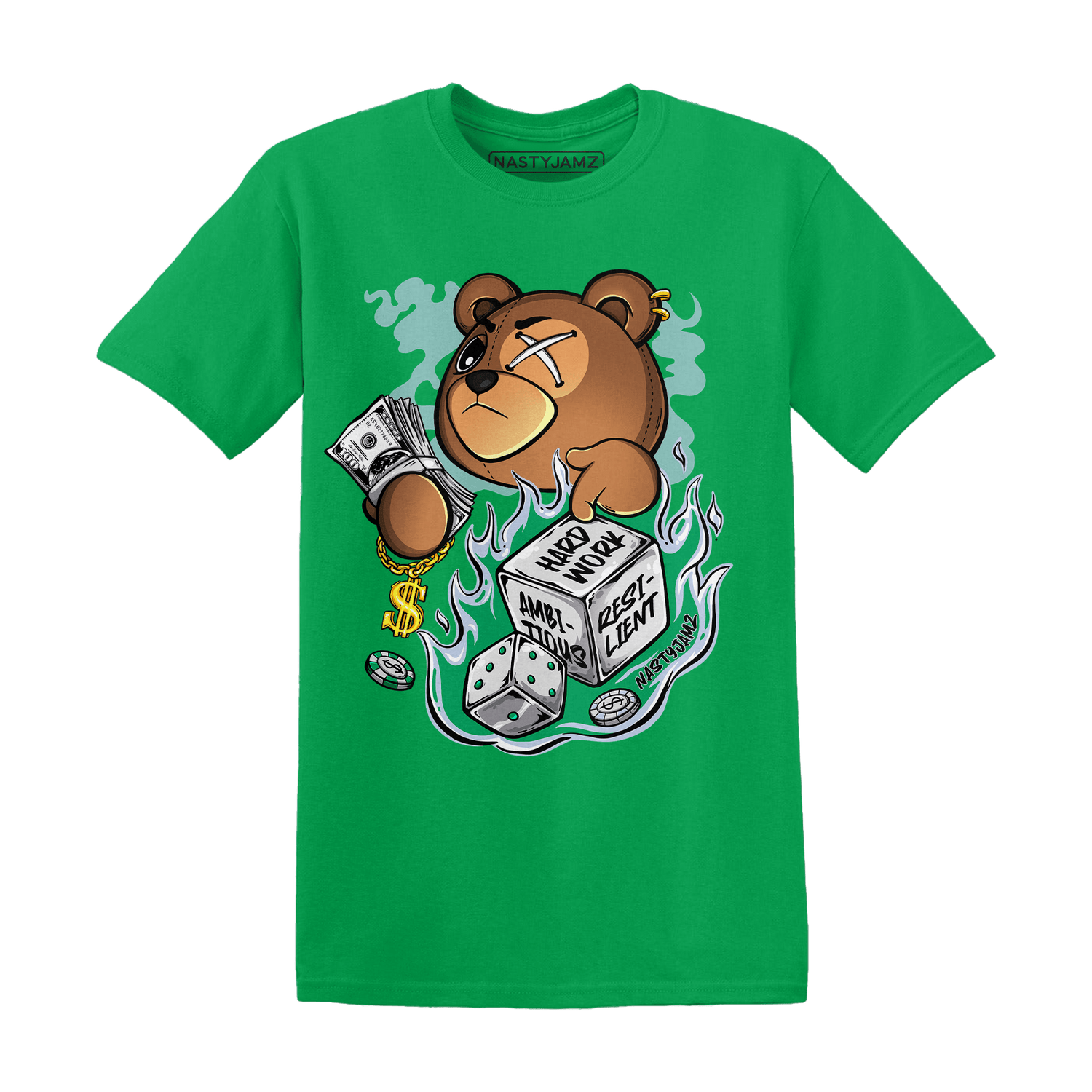 Lucky Green 5s T Shirt Match Hustle Casino BER - NastyJamz
