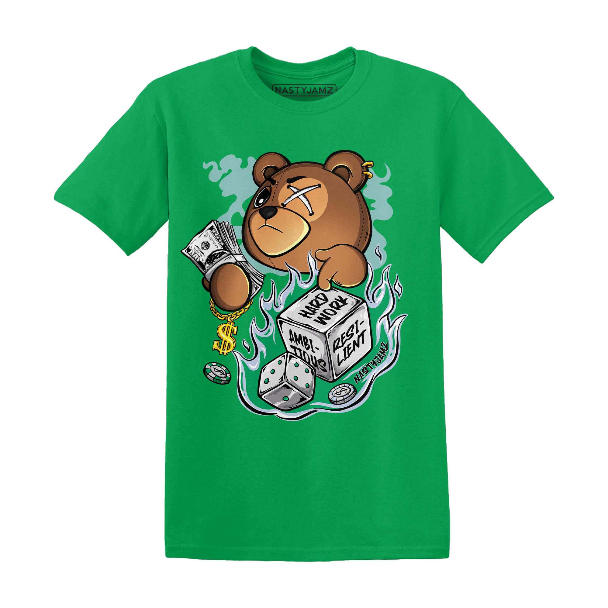 Lucky Green 5s T Shirt Match Hustle Casino BER - NastyJamz