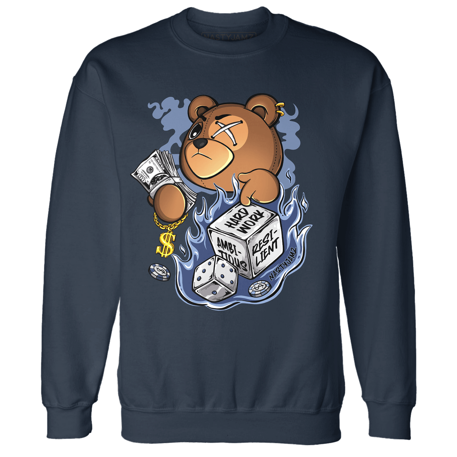Midnight Navy 5s Sweatshirt Match Hustle Casino BER - NastyJamz