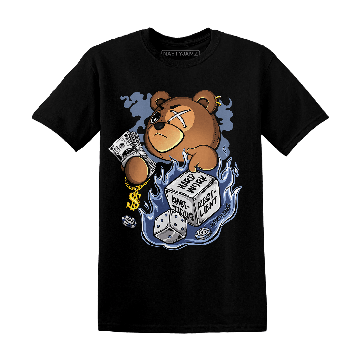Midnight Navy 5s T Shirt Match Hustle Casino BER - NastyJamz