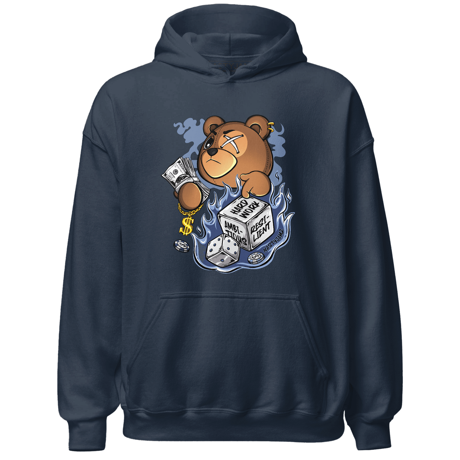 Midnight Navy 5s Hoodie Match Hustle Casino BER - NastyJamz