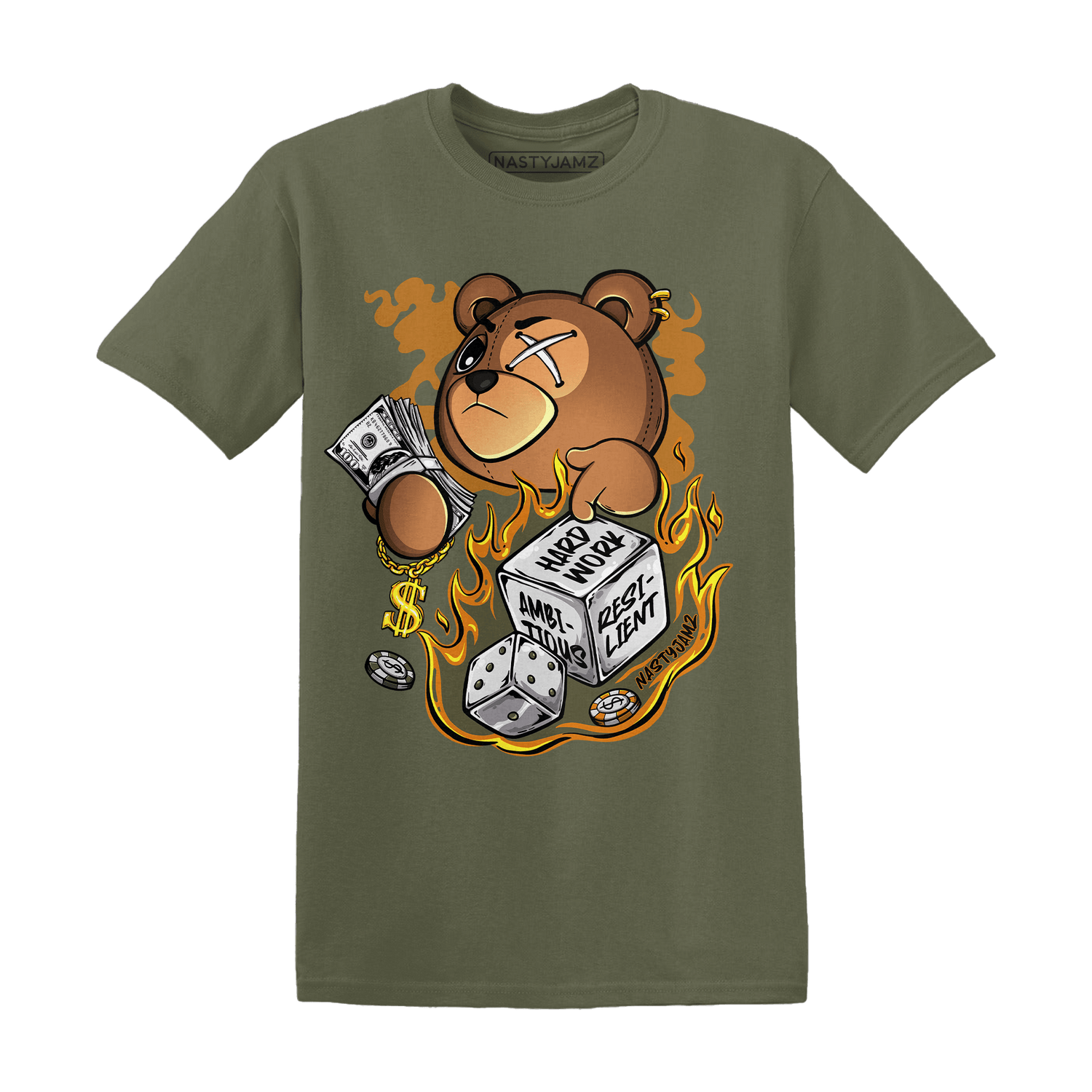 Olive 5s T Shirt Match Hustle Casino BER - NastyJamz