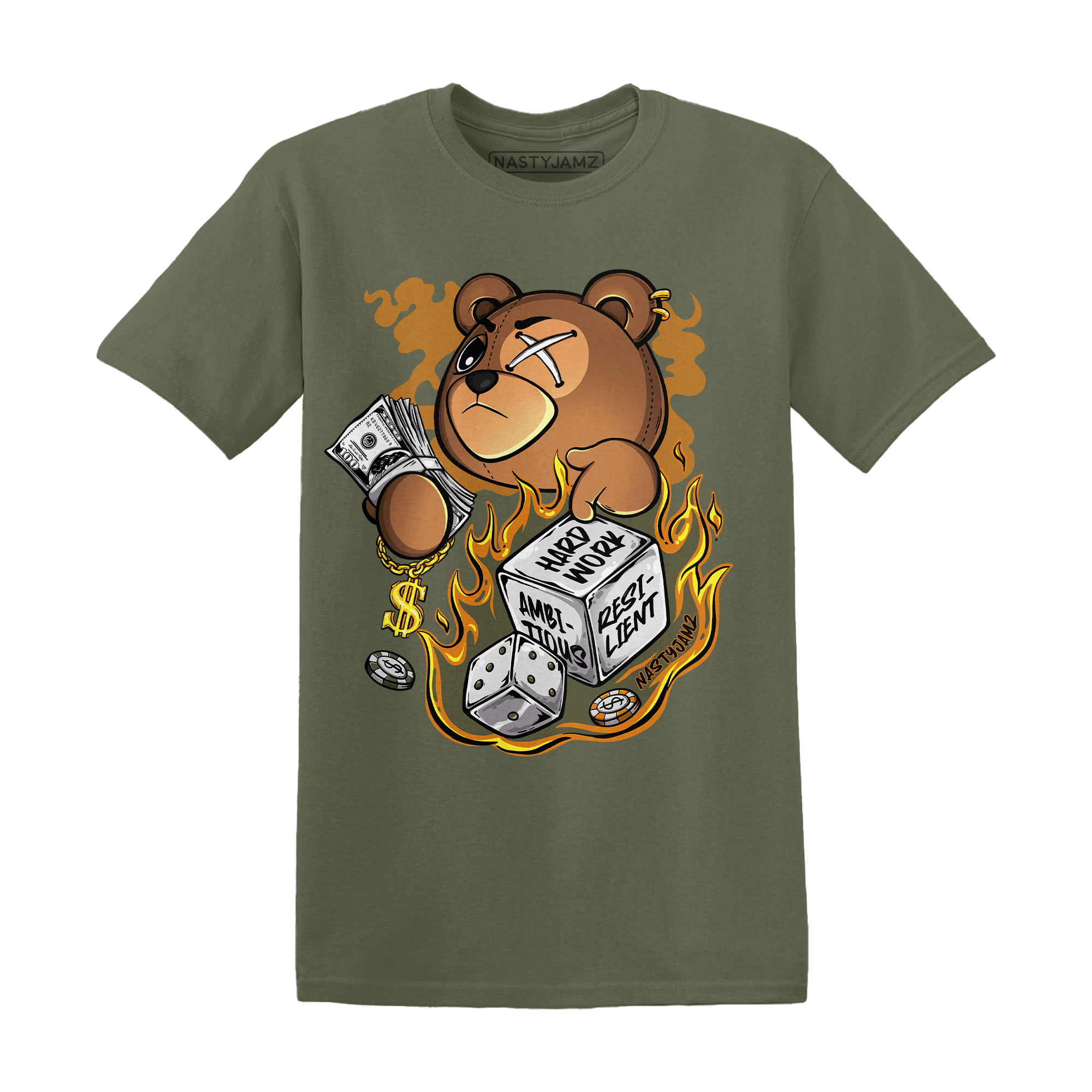 Olive 5s T Shirt Match Hustle Casino BER - NastyJamz