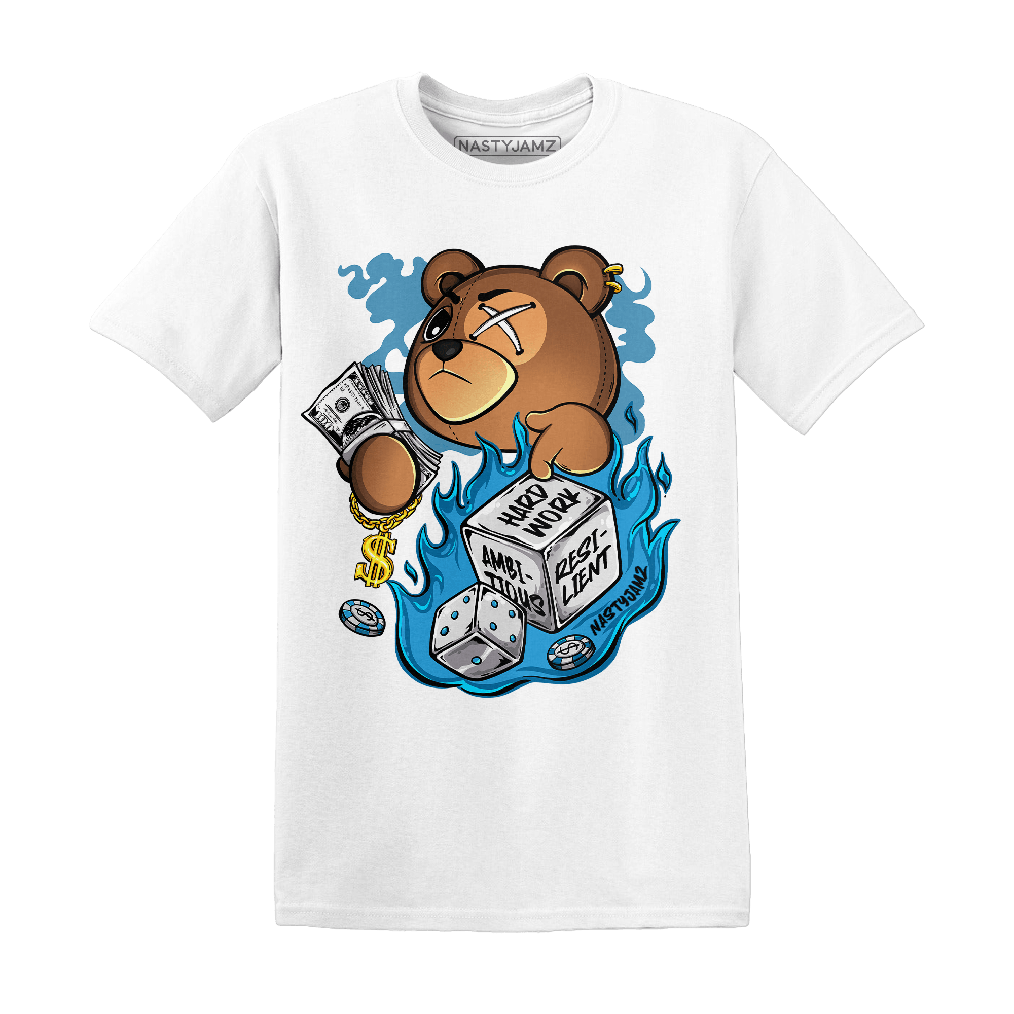 Powder Blue 9s T Shirt Match Hustle Casino BER - NastyJamz