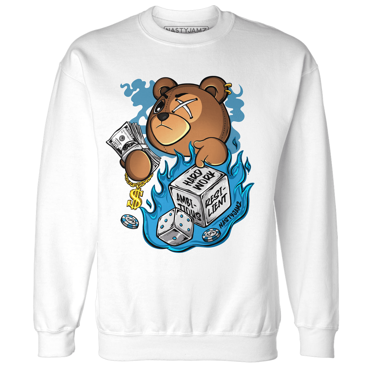 Powder Blue 9s Sweatshirt Match Hustle Casino BER - NastyJamz