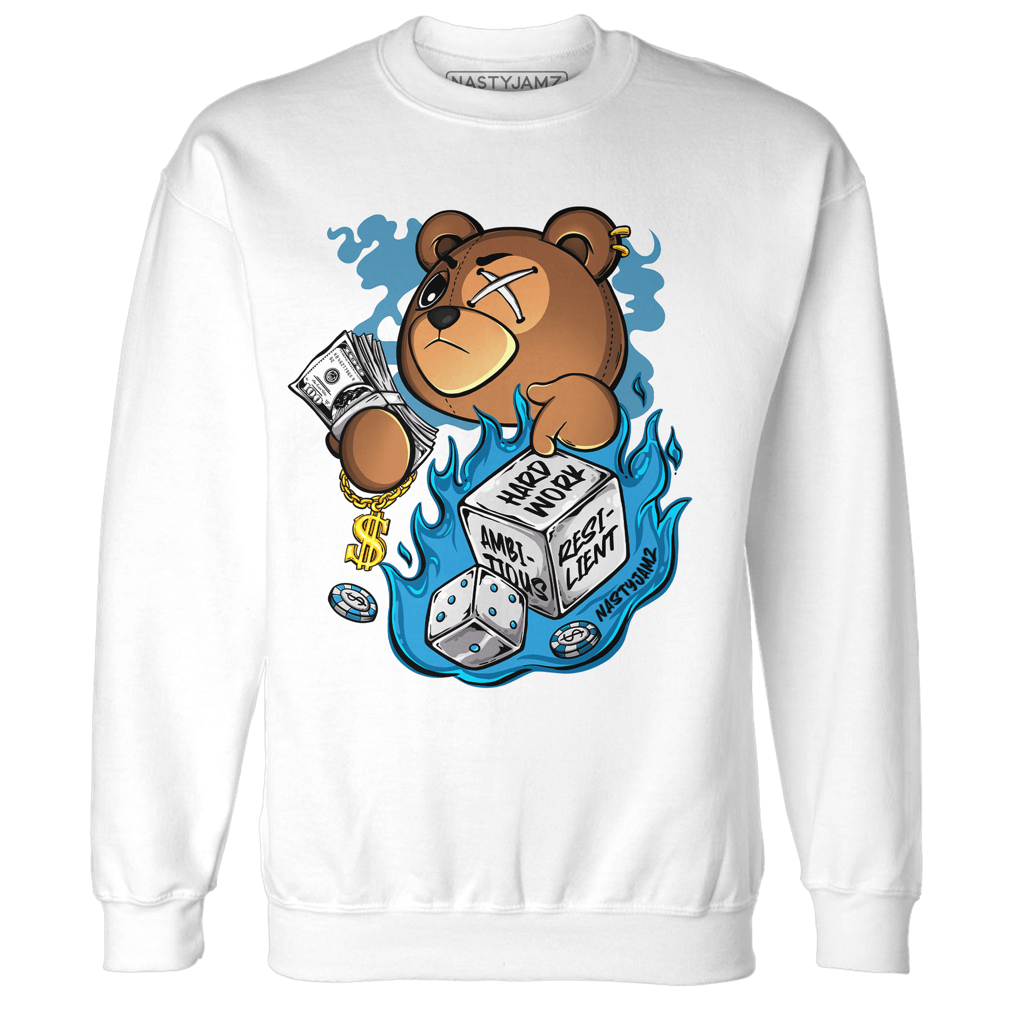 Powder Blue 9s Sweatshirt Match Hustle Casino BER - NastyJamz
