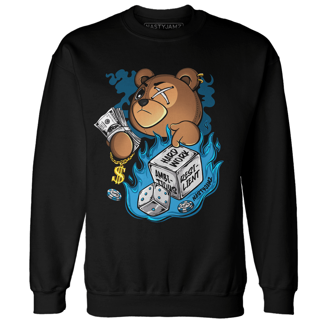 Powder Blue 9s Sweatshirt Match Hustle Casino BER - NastyJamz