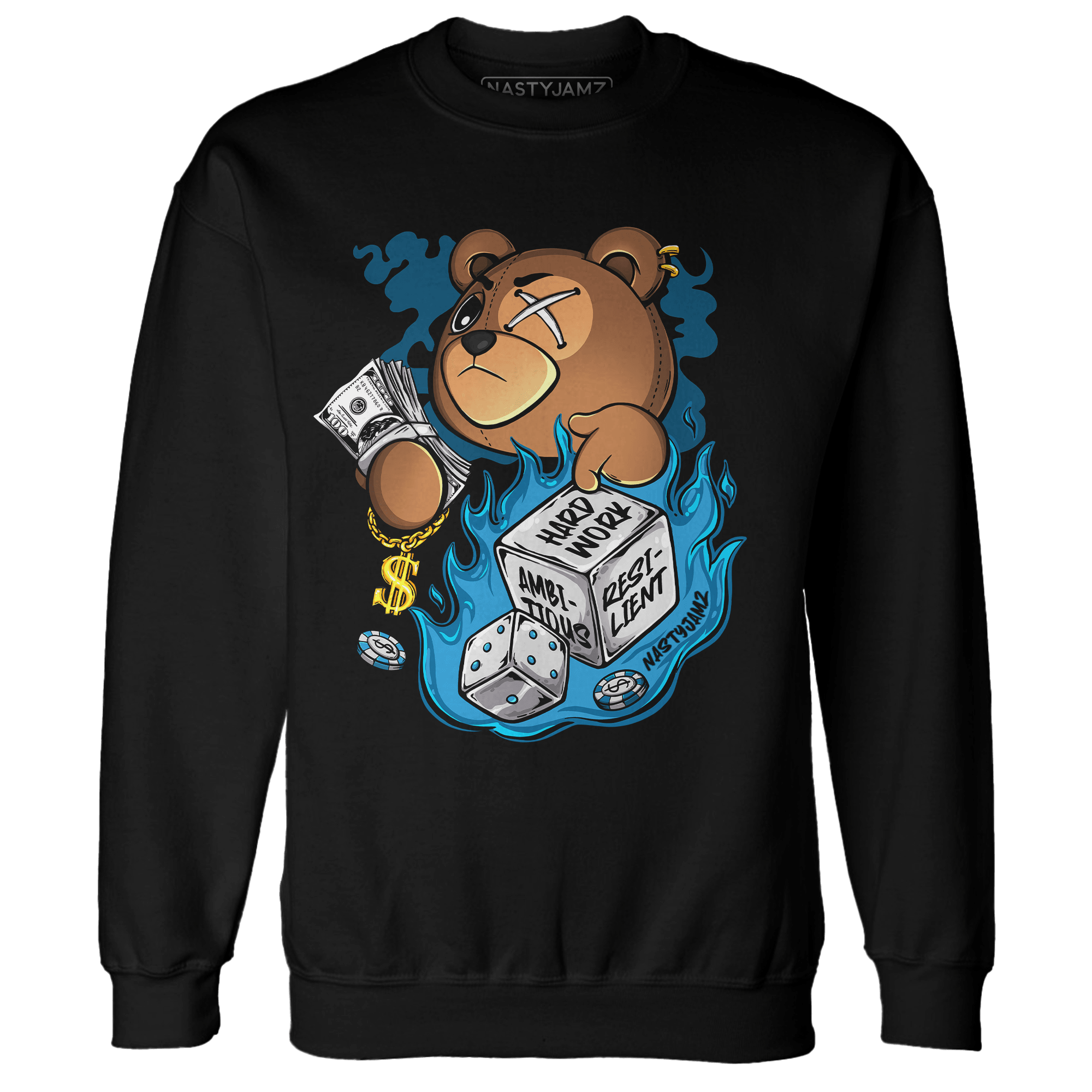 Powder Blue 9s Sweatshirt Match Hustle Casino BER - NastyJamz