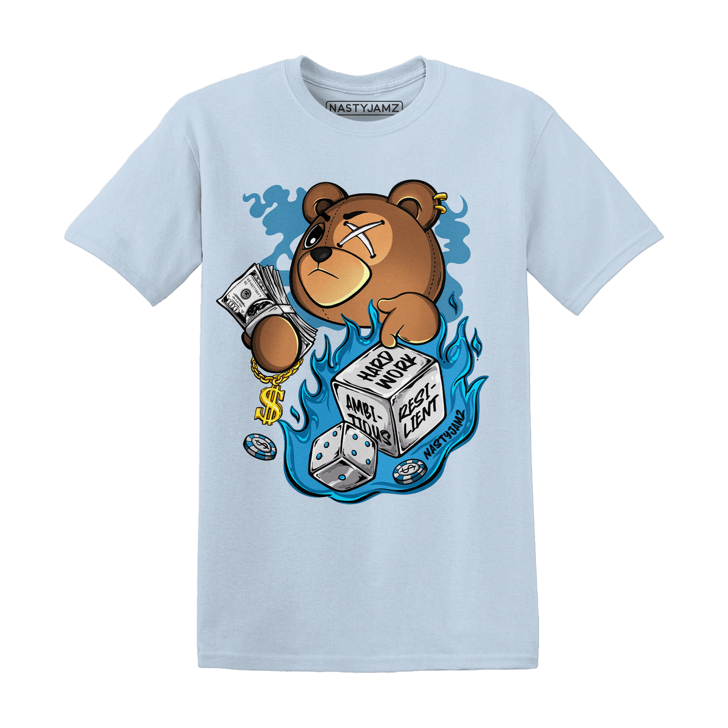 Powder Blue 9s T Shirt Match Hustle Casino BER - NastyJamz
