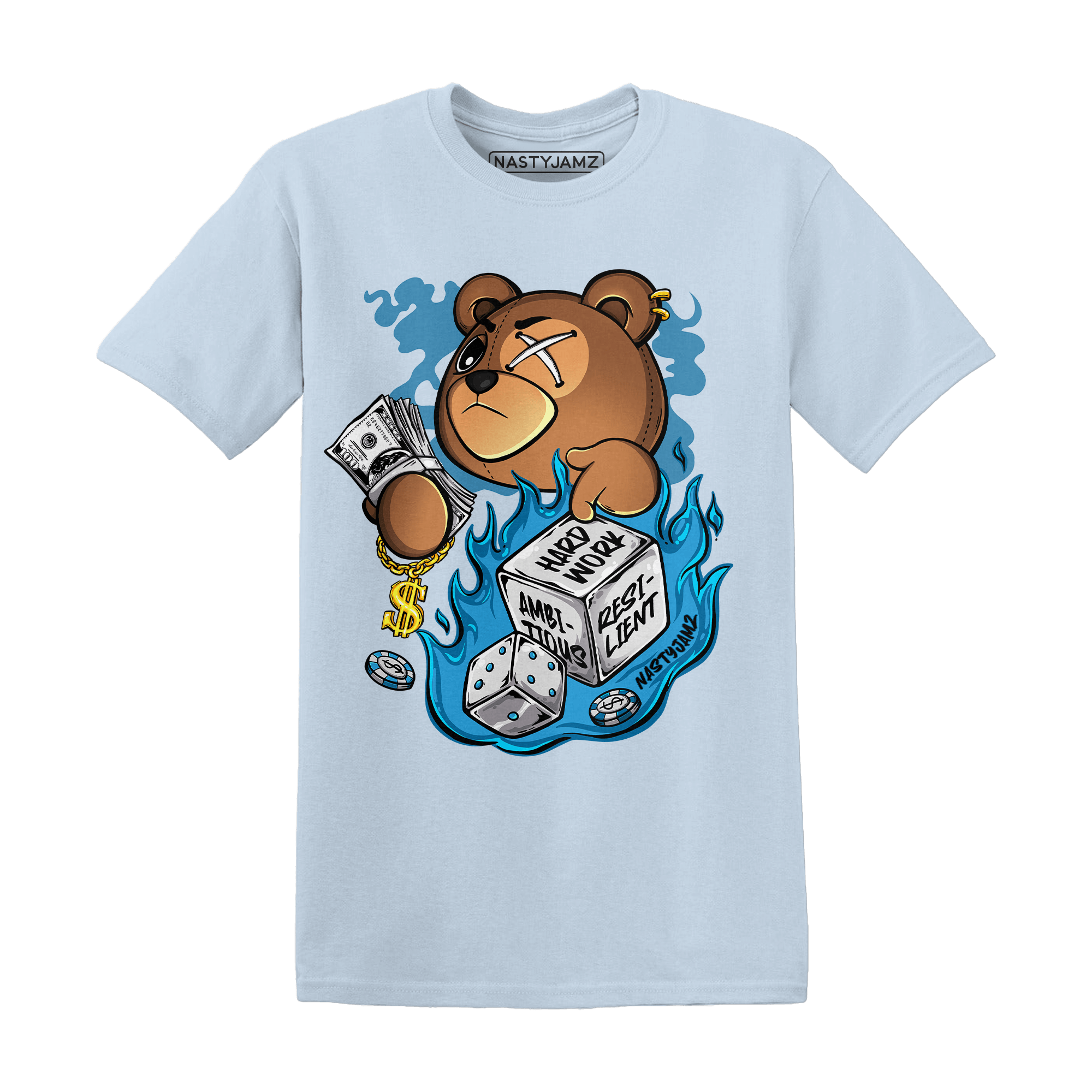 Powder Blue 9s T Shirt Match Hustle Casino BER - NastyJamz