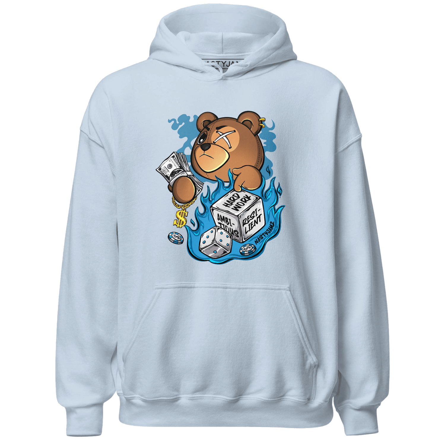 Powder Blue 9s Hoodie Match Hustle Casino BER - NastyJamz
