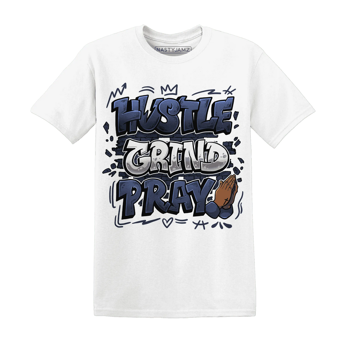 Low-Diffused-Blue-11s-T-Shirt-Match-Hustle-Grind-Pray