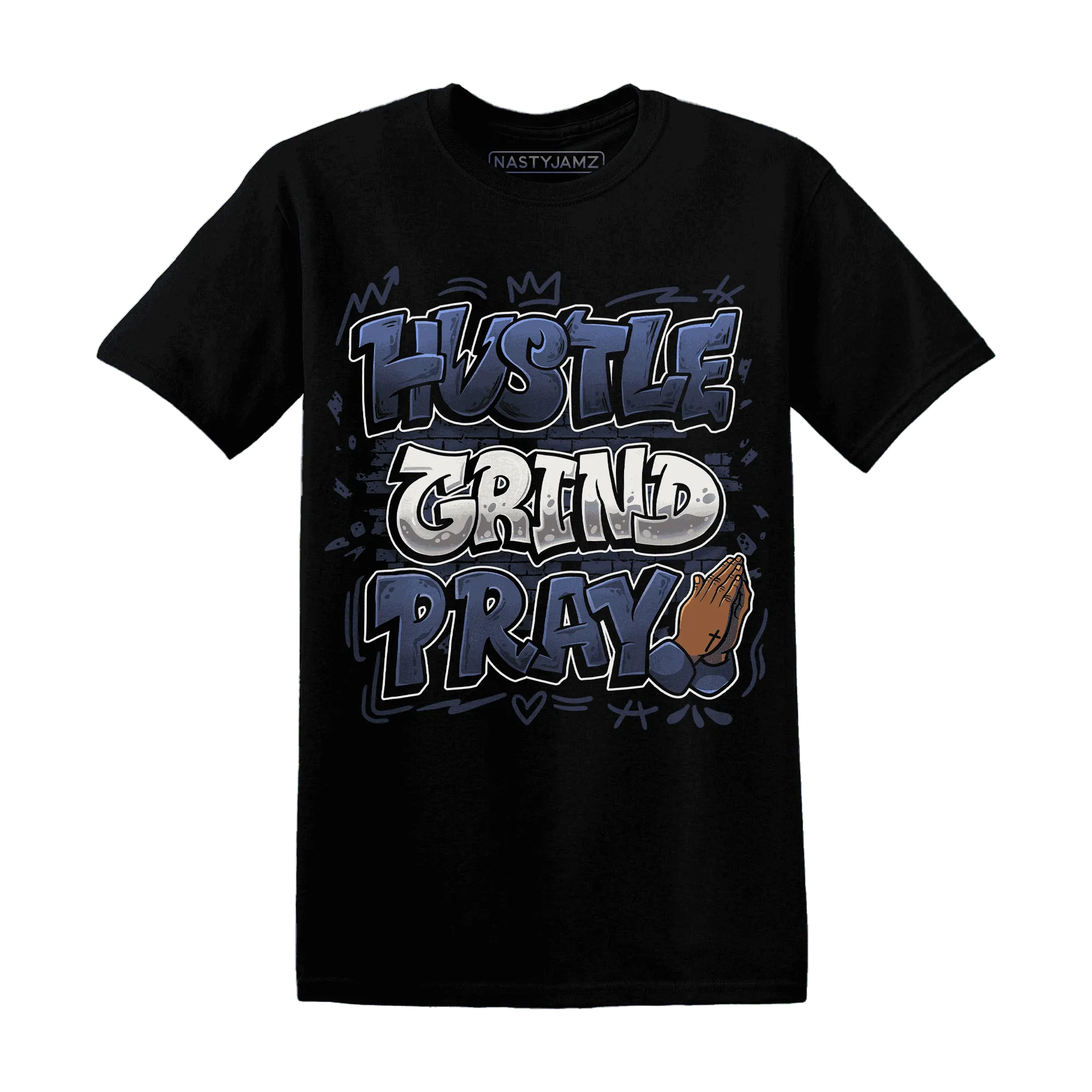 Low-Diffused-Blue-11s-T-Shirt-Match-Hustle-Grind-Pray