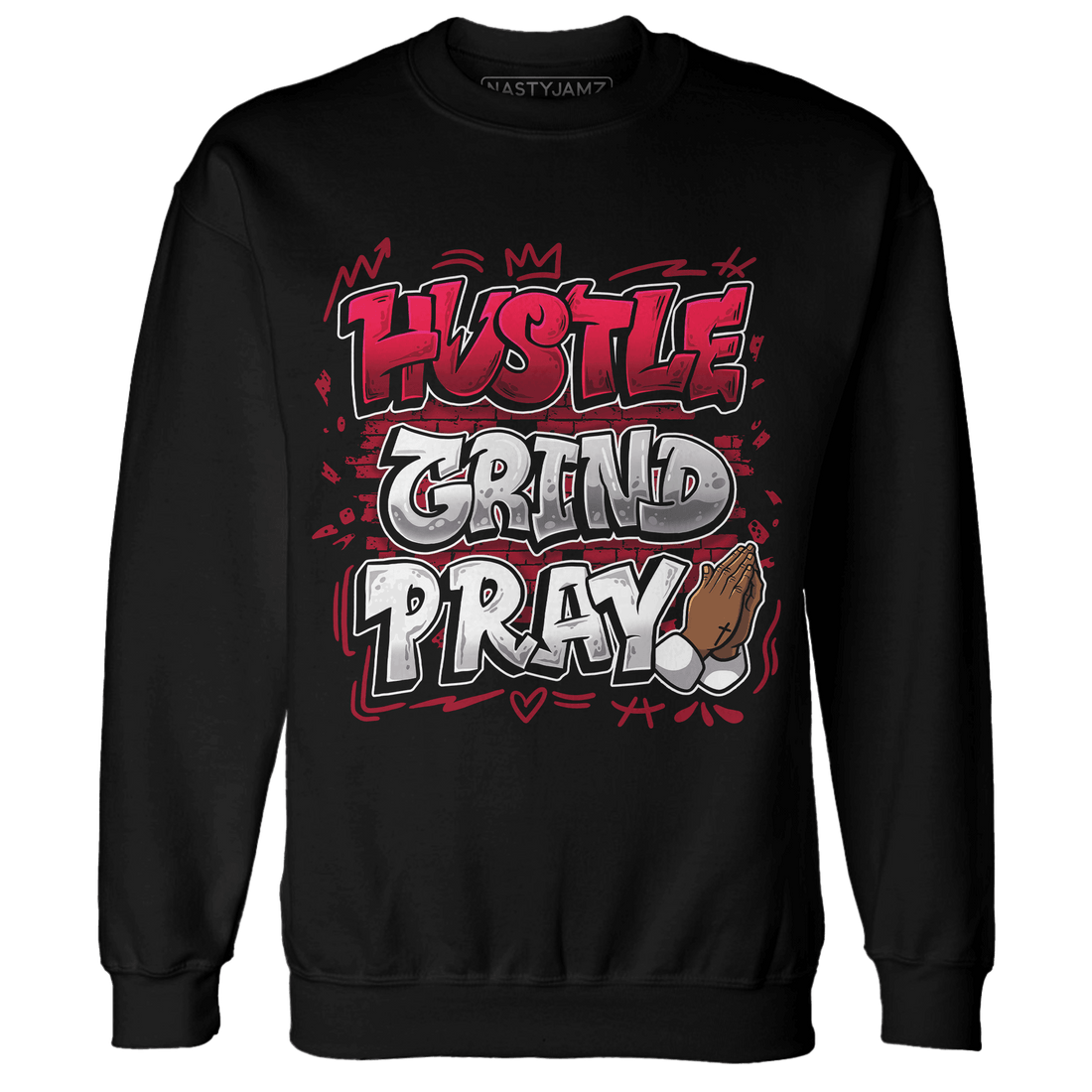 Retro Red Taxi 12s Sweatshirt Match Hustle Grind Pray - NastyJamz