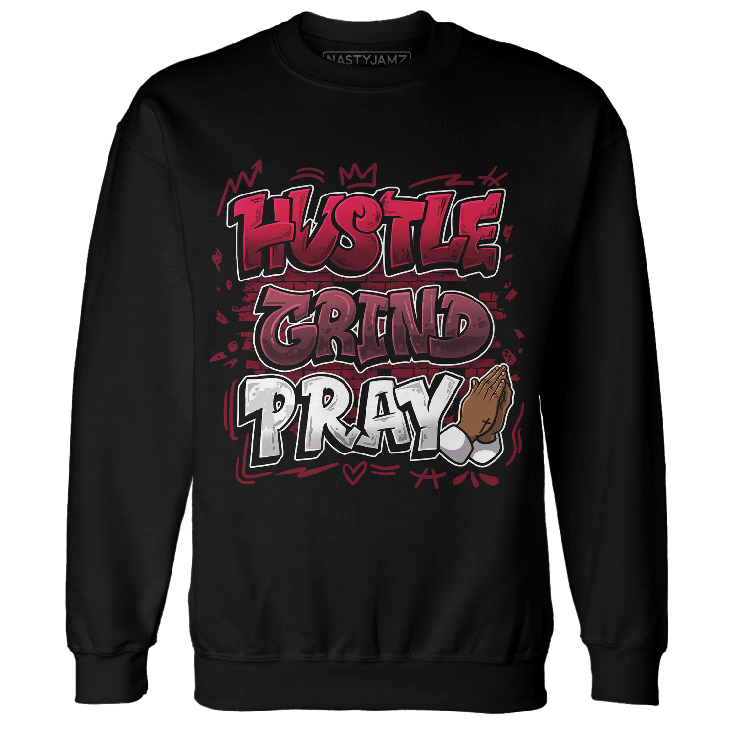 High White Team Red 1s Sweatshirt Match Hustle Grind Pray - NastyJamz