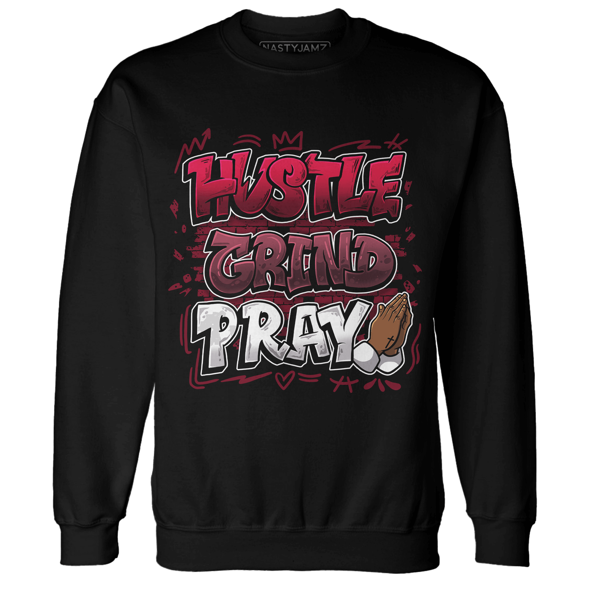 High White Team Red 1s Sweatshirt Match Hustle Grind Pray - NastyJamz