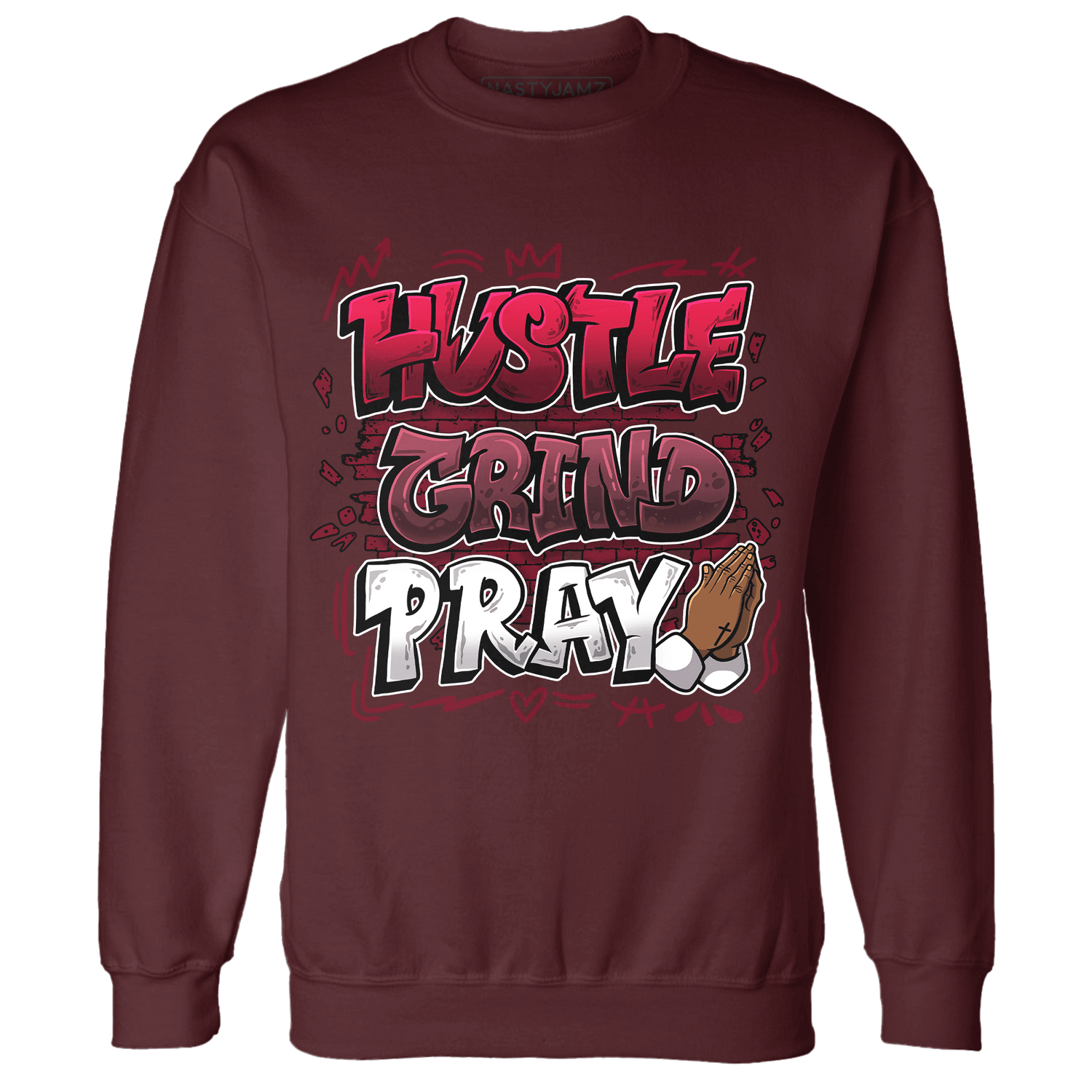 High White Team Red 1s Sweatshirt Match Hustle Grind Pray - NastyJamz